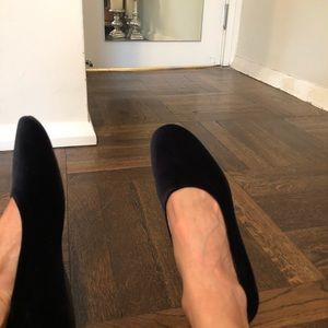 Everlane Navy Velvet Day Flats